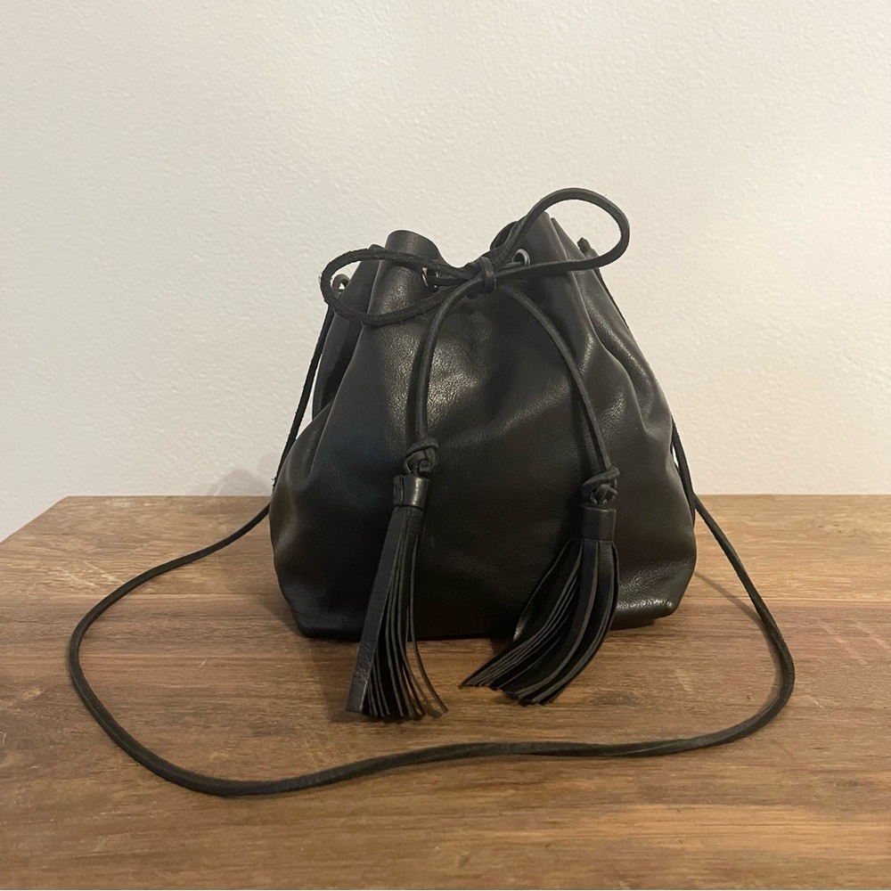 Miu Miu Black Leather Bucket Bag